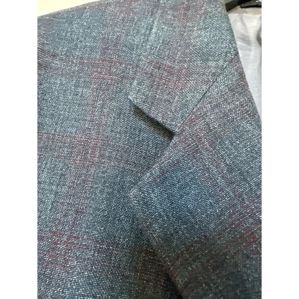 Boboli Line Firenze Linen Sport Jacket‎ EU 50 US 40 Italy Windowpane Plaid Blue